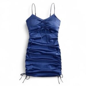 Hollister Blue Cinched Satin Mini Dress